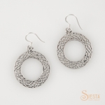 Sterling Silver Woven Circle Earrings on Hook